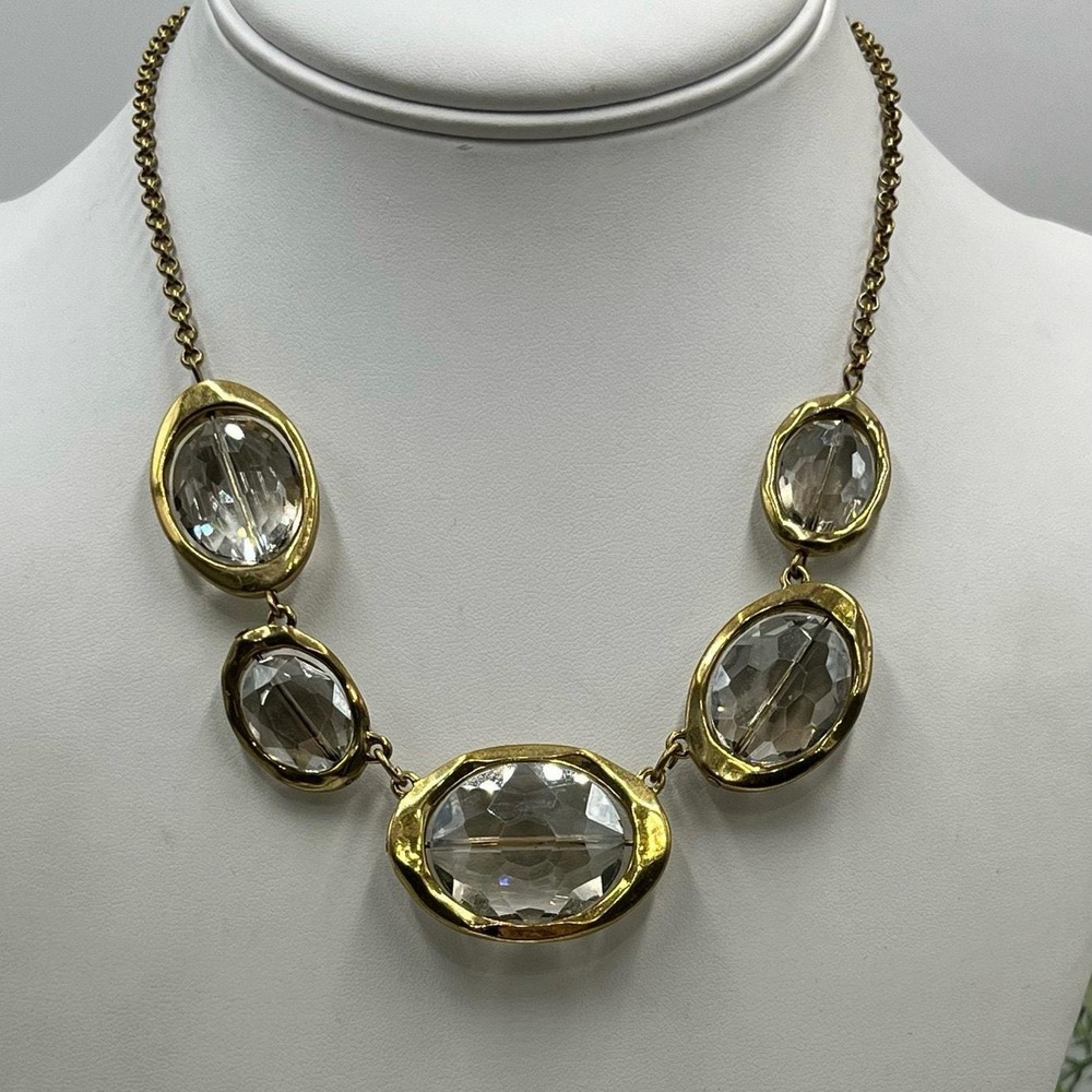 RLM Robert Lee Morris SOHO Designer Gold Plated Clear Faceted Stone Necklaceโ